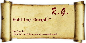 Rehling Gergő névjegykártya