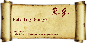 Rehling Gergő névjegykártya